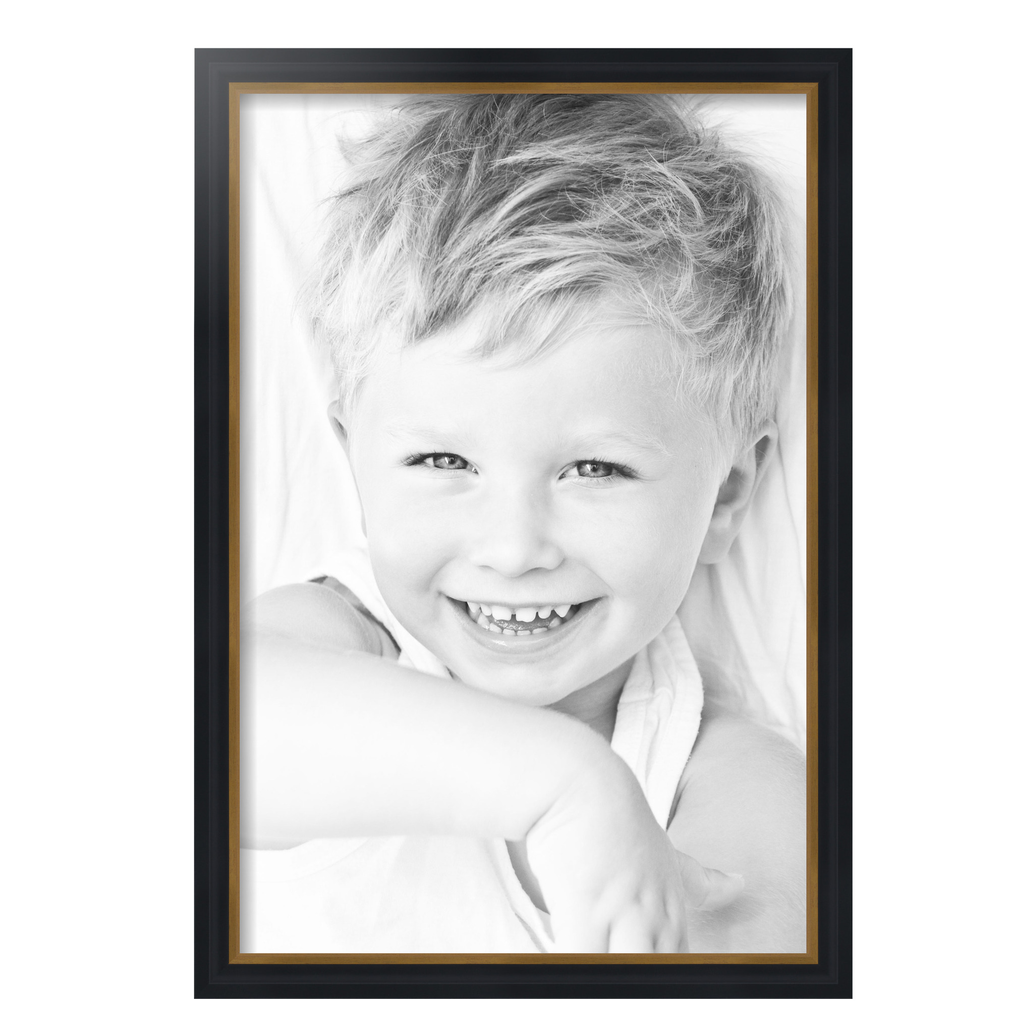 ArtToFrames 16" x 24" Black Velvet with Gold - 1.25 Picture Frame, 16x24 inch Black MDF Poster Frame (WOM-4690), 5 Pack