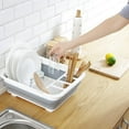 thumbnail image 5 of J&V TEXTILES Collapsible Dish Drying Rack - Popup for Easy Storage, Drain Water Directly into The Sink, Room for Eight Large Plates, Sectional Cutlery and Utensil Compartment, Compact Blue, 5 of 7