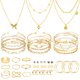 thumbnail image 1 of Set de joyería NEWITIN de 49 piezas chapado en oro con collar, pulsera y anillo, 1 of 7