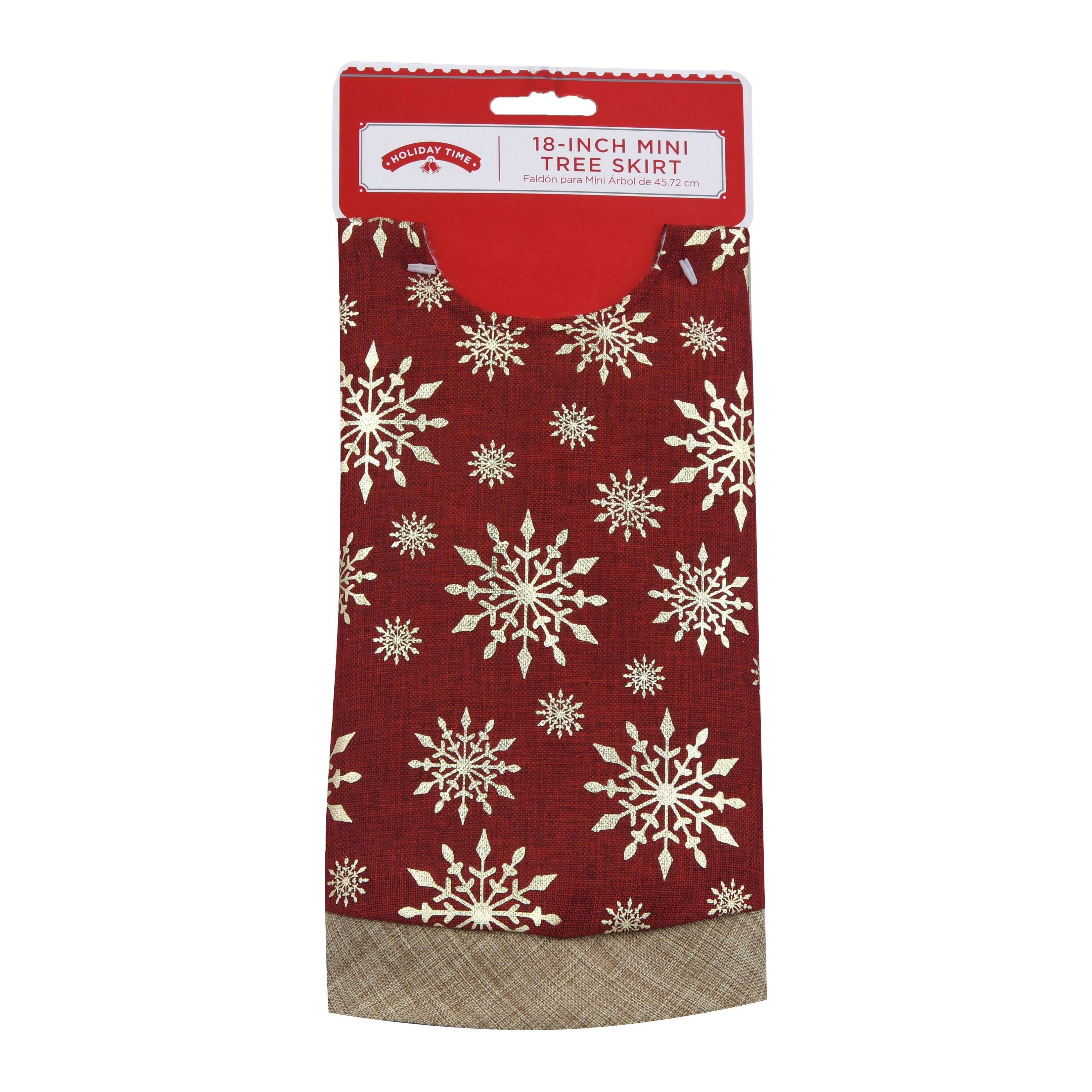 Holiday Time Red with Gold Snowflakes Mini Tree Skirt, 18" - Walmart.com - Walmart.com