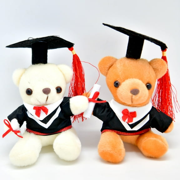 (12 Pack) Graduation Teddy Bears Stuffed Animal 5.5 Inches Plush Bear in Cap Mixed Color DIY 2023 Graduation Present Graduation Ceremony Party Decoration School Gifts Osos De Graduacion