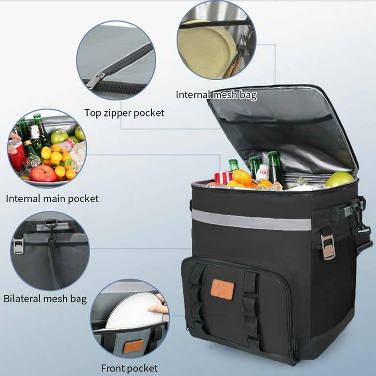 Elainilye Rolling Cooler Bag, Telescopic Handle Ice Box, Portable