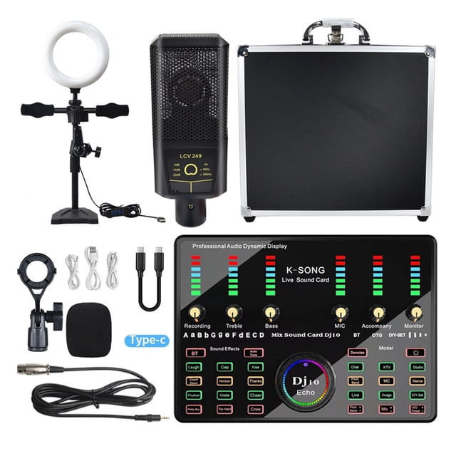BM800 Professional Microphone Condenser Mic V8 V9 V10 Sound Card PC Computer Audio USB Recording Studio Game Live Broadcast KTV