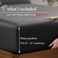 thumbnail image 3 of 100% Cotton Queen Fitted Sheet Only, Sateen, Deep Pocket, All-Around Elastic, Head/Foot Side Indicators - Dark Grey (Black Tone), 3 of 9