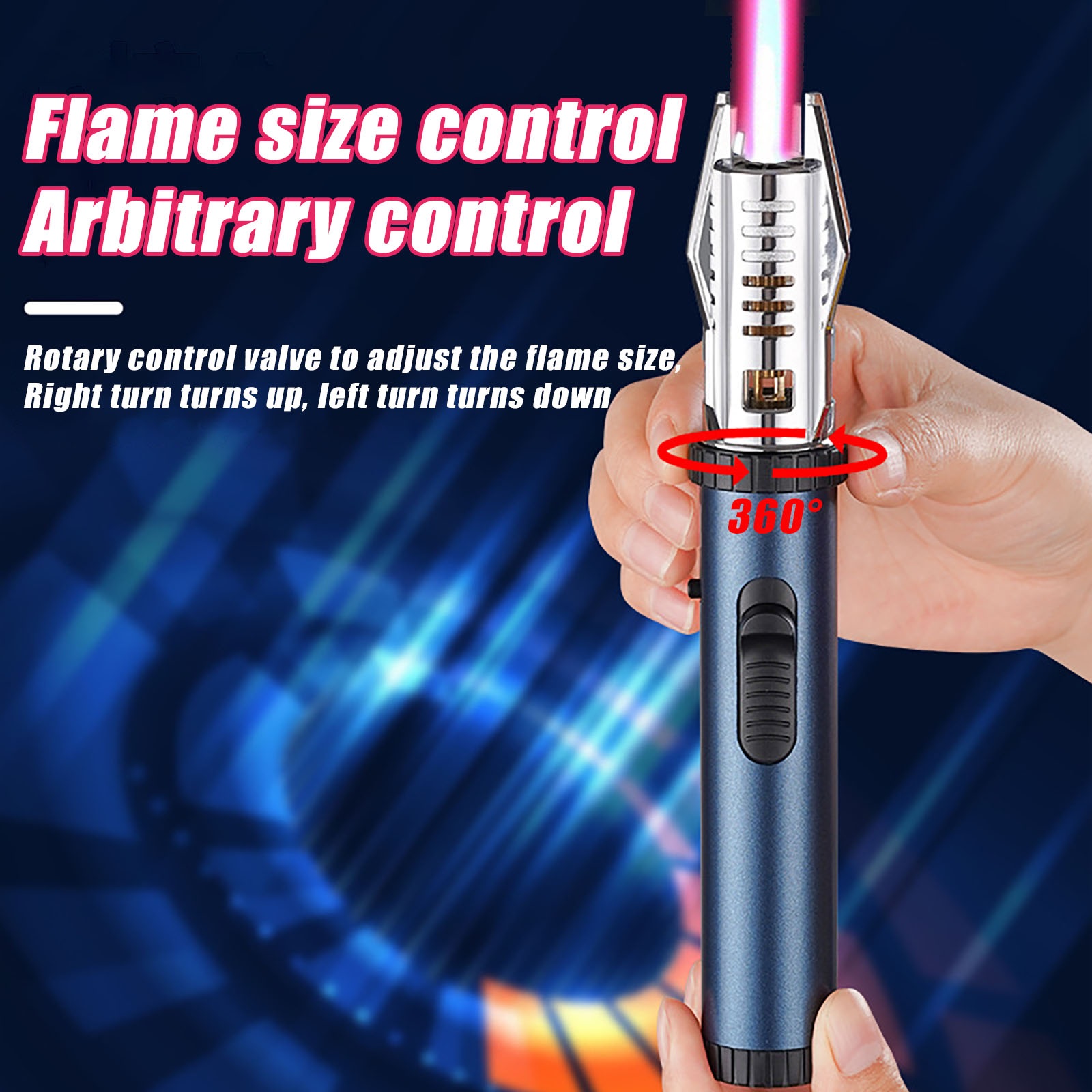 Lux Blaze Lighter, Luxblaze Electric Lighter, Camping Outdoor Windproof Straight Flame Lighters Rechargeable, Adjustable Electric Jet Lighters with Safety Lock, for Campfires Kitchen