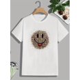 thumbnail image 1 of T-shirt à Manches Courtes Col Rond Imprimé Visage Souriant pour Hommes, T-Shirts Graphiques Décontractés Pyjama Loungewear pour l'Été, 1 of 5