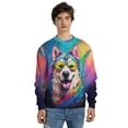 thumbnail image 4 of Hippie Siberian Husky Portrait oil painting Watercolor Tie-dye Vintage All Over Print 3D Sweatshirt Unisex Merch Husky Dog Lover Gifts - 00015, 4 of 6