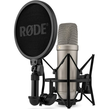 Rode NT1 5th Generation Condenser Microphone, SM6 ShockMount, Pop Filter, Silver