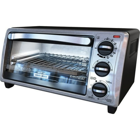 BLACK DECKER 4-Slice Convection Oven, Stainless Steel, Curved Interior fits a 9 inch Pizza, TO1313SBD