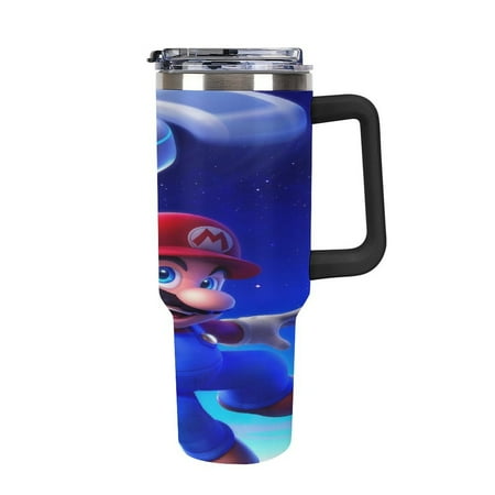

Super Mario 40oz Tumbler with Handle and Straw Lid Vacuum Insulated Leak Proof Travel Mug Tumblers