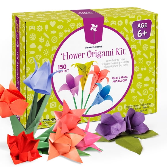 Juego de papeles de origami Pinwheel Crafts con flores multicolores, 150 unidades