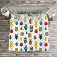 thumbnail image 3 of Ambesonne Watercolor Quilted Bedspread Set 3 Pcs, Colorful Insects, King Size, Multicolor, 3 of 3