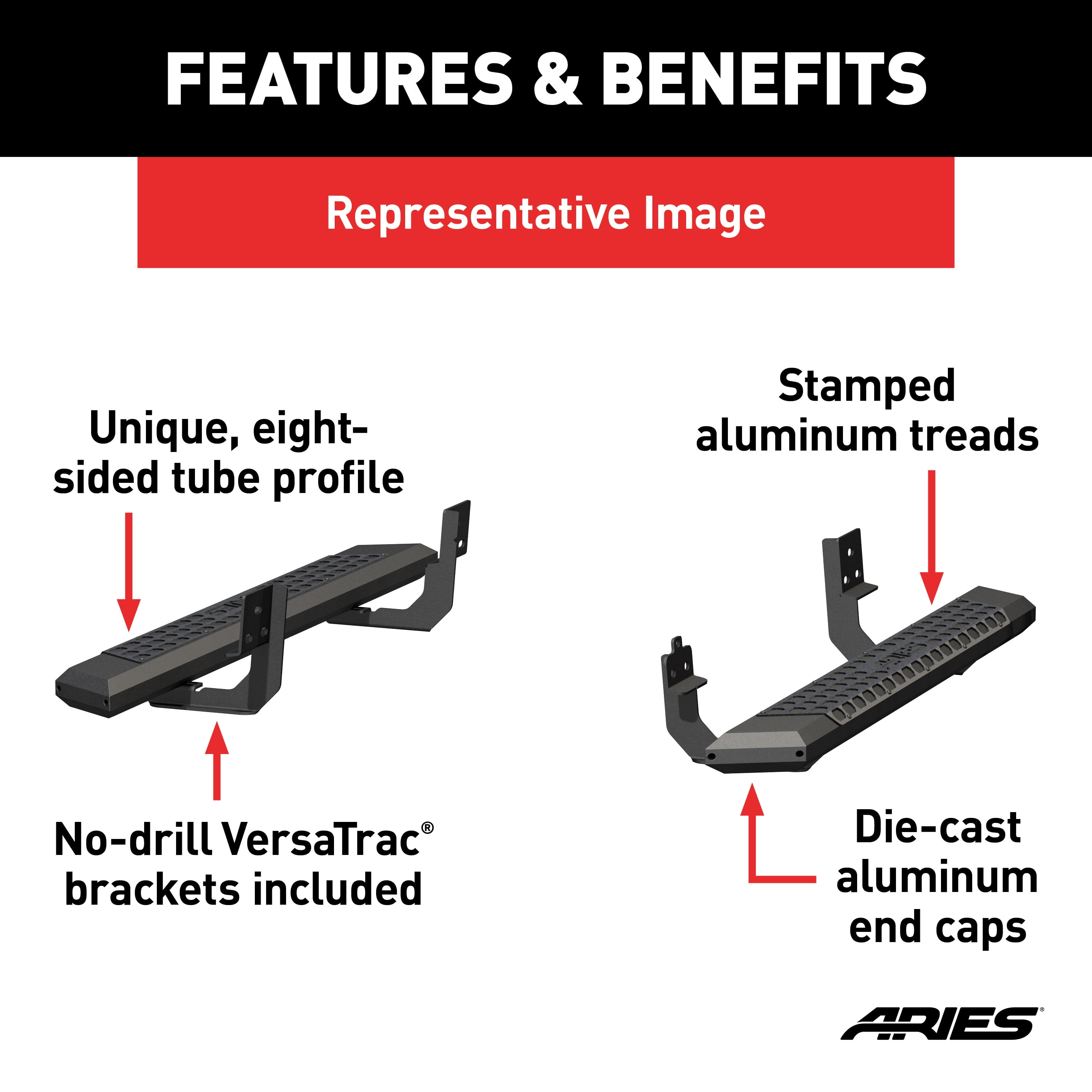ARIES 2556007 AdvantEDGE Black Aluminum 53-Inch Truck Running Boards, Select Ford F-150 Fits select: 2004 FORD F150 SUPERCREW, 2005-2009 FORD F150