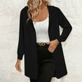 thumbnail image 2 of FRSASU Women's Long Sleeve Open Front Lightweight Solid Color Casual Business Dressy Cardigan for Fall Winter Black, 2 of 7