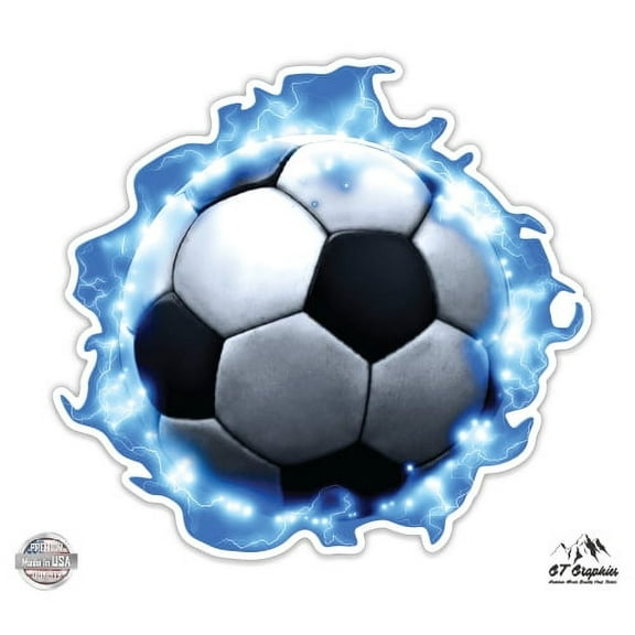 Soccer Ball Lightning - 3" Vinyl Sticker - For Car Laptop I-Pad Phone Helmet Hard Hat - Waterproof Decal