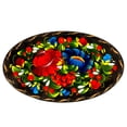 thumbnail image 3 of Lacquer Miniature Organizer and Storage Box Handmade Petrykivka Painting Oval Trinket Box 5.7x3.3x1.4-inch Decorated Box, 3 of 8