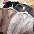 thumbnail image 3 of Inleife Women's Fleece Jackets Short Jacket V-Neck Versatile Long Sleeved Warm Zipper Jacket, 3 of 4