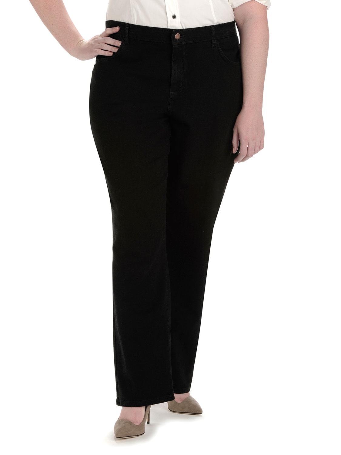 plus size black straight leg jeans