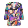 thumbnail image 5 of Womens Tops 3/4 Sleeve Floral Printed V-Neck Casual Plus Size Blouse Top Purple L,Tops for Women, 5 of 5
