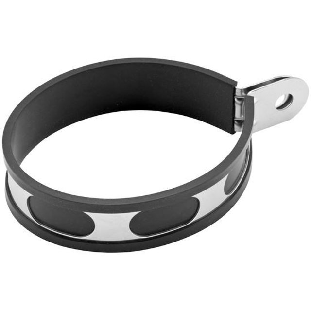 Helix Racing Exhaust Clamp 210-2705 4 Inch x 5 Inch Diameter; Band Clamp; Oval Shape; Stainless Steel; Single; With High Temp Silicone Insulator