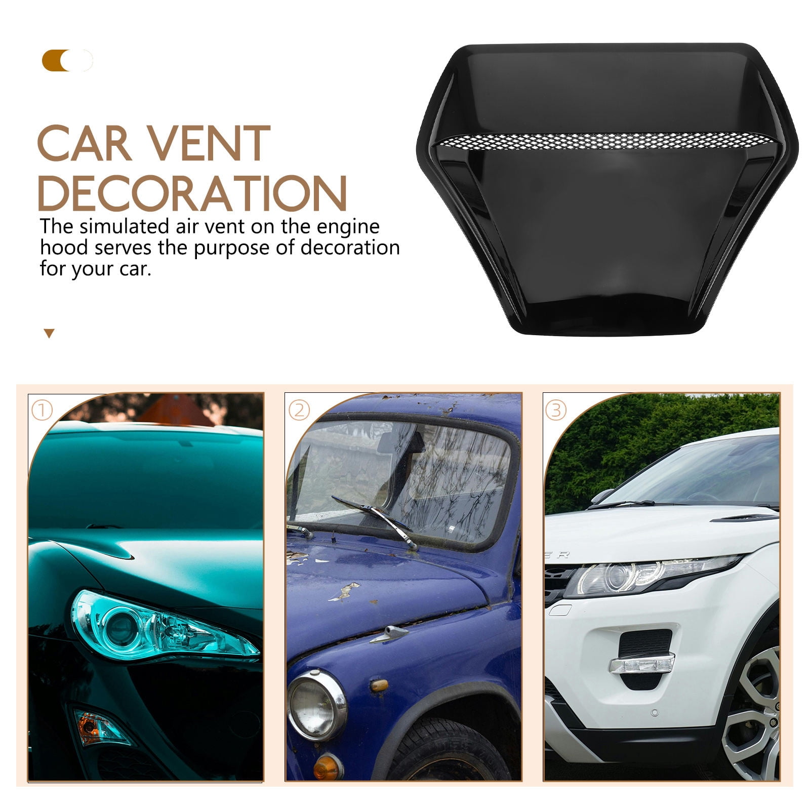 LRXIYODE Bonnet Vent Cover For Car Hood Durable Air Vent Trim Engine Safety Protection Cooling Accessory Replacement