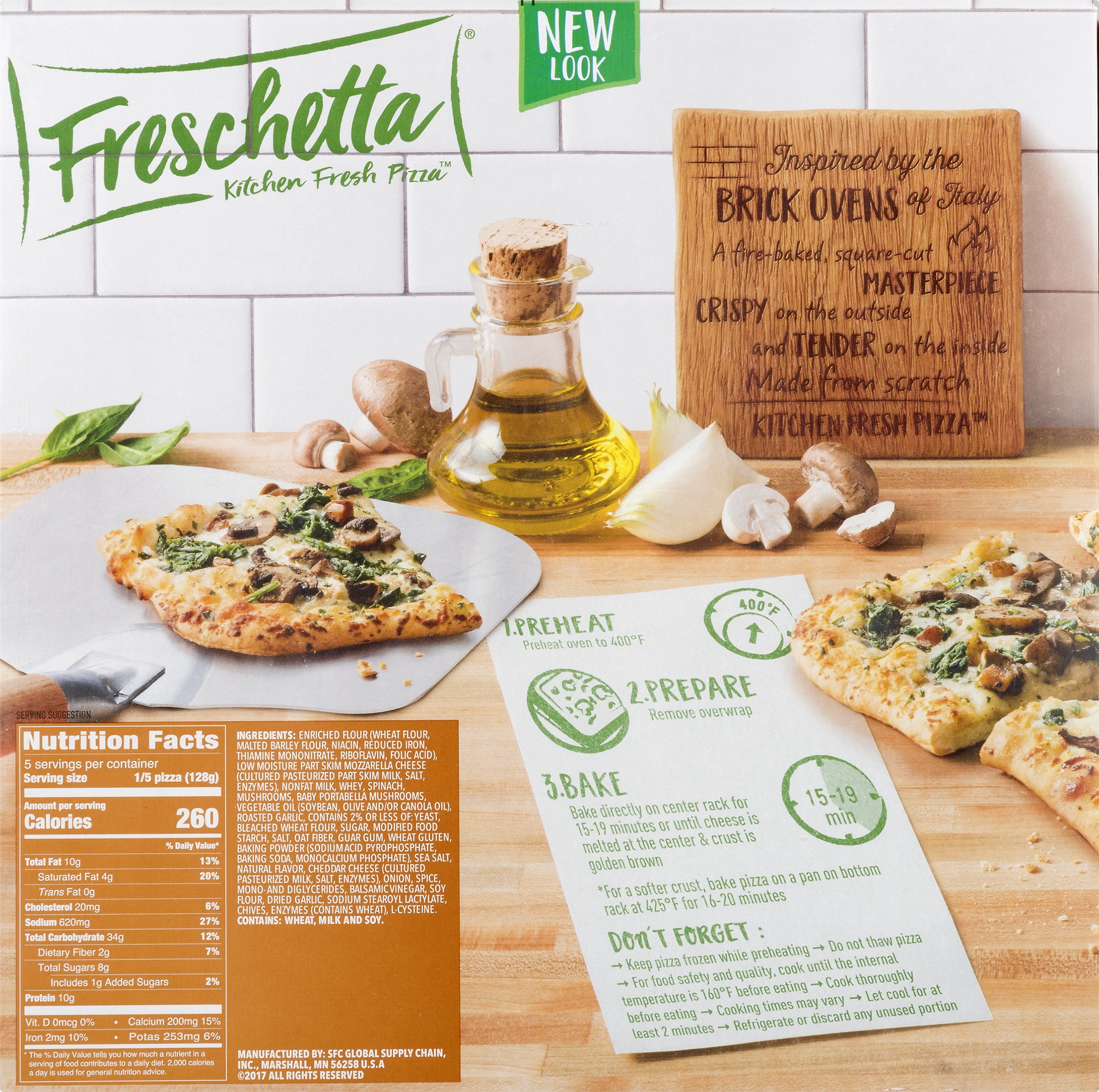Freschetta Spinach & Roasted Mushroom Brick Oven Crust Frozen Pizza, 22.53 oz