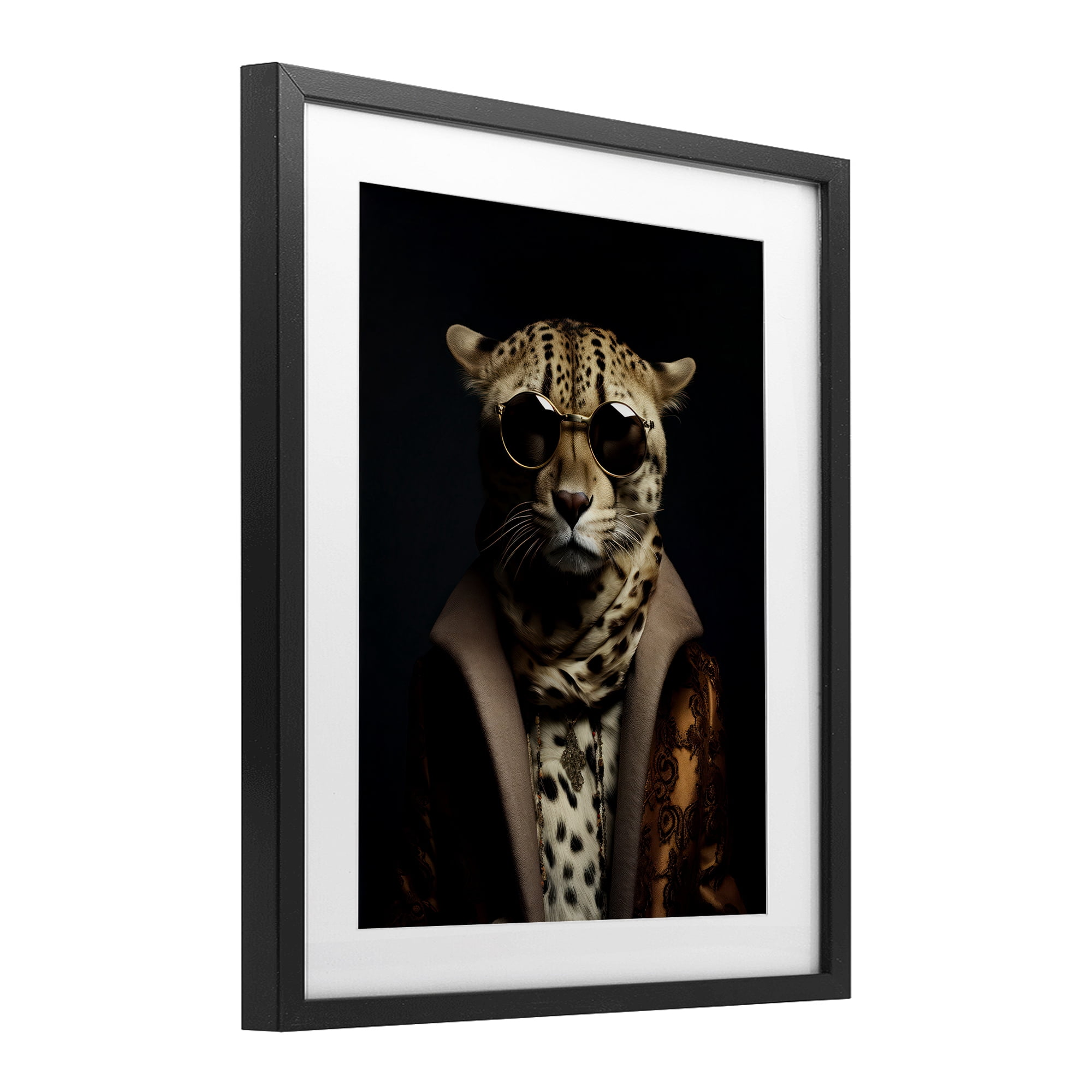 Stupell Industries Luxury Cat Couture Black Framed Print Under Glass, design by Andrea Haase
