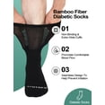 thumbnail image 6 of AMITOFO Diabetic Crew Socks for Men & Women —Bamboo Viscose Non-Binding Seamless Socks with Reinforced Heel & Toe , 3 Pairs,Size 11-13, Black, 6 of 8