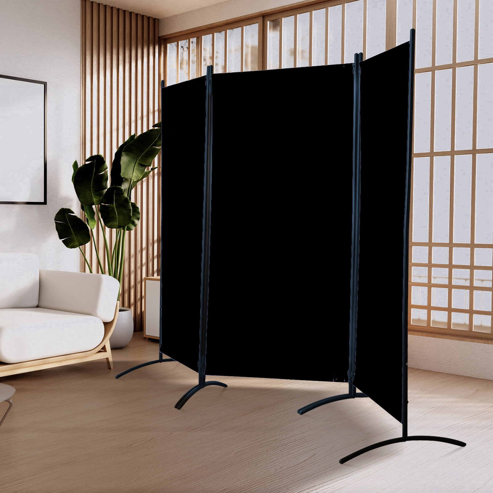 Gaildon 71’’L*99’’W 3-Pane Portable Folding Privacy Room divider,Black