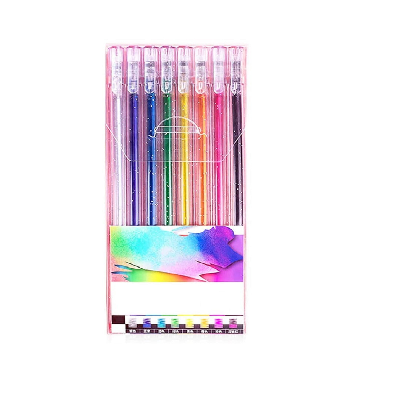 PPKVUFD Glitter Gel Pens, 8 Colors Glitter Pens for Adult Coloring Books, Journaling, Drawing, Scrapbooking and DIY Crafts, Retractable Gel Ink Pens for Art and Work