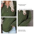 thumbnail image 3 of Blusa de manga larga cuello redondo botón Pullover Pure Color cómodo Casual Tops para Mujer, 3 of 4