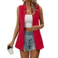 thumbnail image 2 of UKAP Women Blazer Vest Solid Color Cardigan Jacket Open Front Waistcoat Fashion Business Outwear Red L, 2 of 4