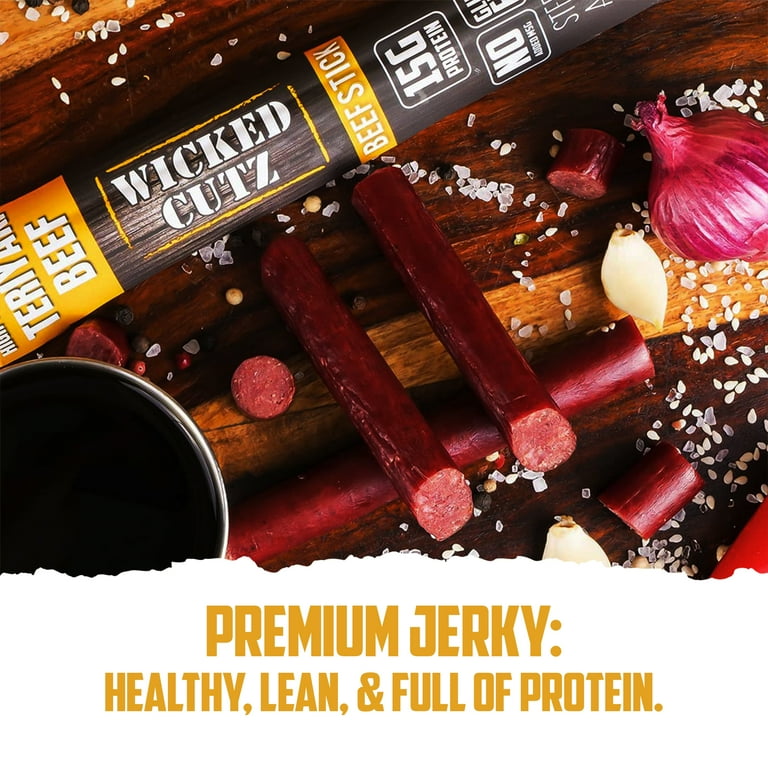 Wicked Cutz Premium Beef Jerky Sticks, High Quality, Protein Wicked Cutz Premium Beef Jerky Sticks, High Quality, Protein