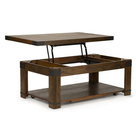 Steve Silver Arusha Indoor Rustic Rectangle Lift Top Coffee Table with Shelf, Brown