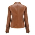 thumbnail image 4 of Defitshape Women's Long Sleeve Leather Jacket Faux Leather Top Thermal Zipper Motorcycle Bike Zip Fashion Outerwear Umber Medium, 4 of 4