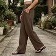 thumbnail image 6 of JYnXIANTI Wide Leg Pants for Women Loose Flowy High Waist Pants Breathable Beach Trousers Travel Outfit with Pockets(Brown,XX-Large), 6 of 7