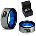 thumbnail image 4 of Tungsten Oklahoma Sooner State Bird Flying Band Ring 8mm Men Women Comfort Fit Blue Flat Cut Brushed Gray Polished, 4 of 4