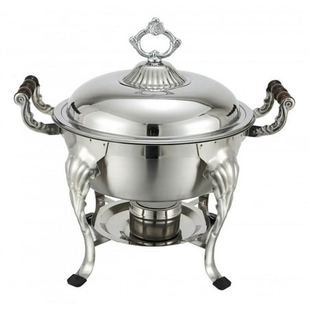 

Winco 708 Crown Round Stainless Steel Chafer with Lift-Off Lid 6 Qt.