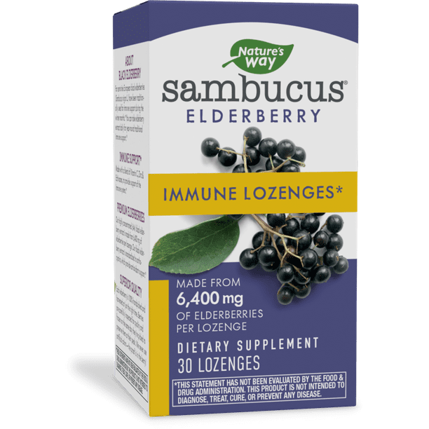 Nature's Way Sambucus Immune Elderberry Lozenges with Echinacea, Zinc, and Vitamin C, 30 Count