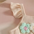 thumbnail image 4 of NOLDARES Infant Baby Girl Two Piece Summer Clothes Sets Sleeveless Floral Halter Top and Soft Cotton Shorts Set(Beige,18-24 M), 4 of 8