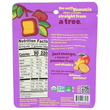 SOLELY Organic Mango & Passion Fruit Gummies  2.5 OZ