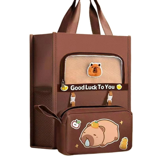 Guardoinrt Primary Pack Cartoon Printing Kit Bag Detachable Pencil Tutoring eye-catching: Dolphin themed Canvas Detachable Study Tutoring Book Printing Large