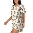 thumbnail image 2 of Susaid Mushroom Print Women's Pajama Set, Button-Up Sleepwear with Elastic Waist Shorts, Perfect for Lounging, Yoga, Beach, and Casual Wear-XX-Large, 2 of 7