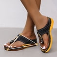 thumbnail image 4 of VSSSJ Orthopedic Sandals for Women, Women's Walking Slippers with Arch Support Anti-Slip Casual Comfortable Wedge Sandals Vintage Boho Flip Flops Black 39, 4 of 7