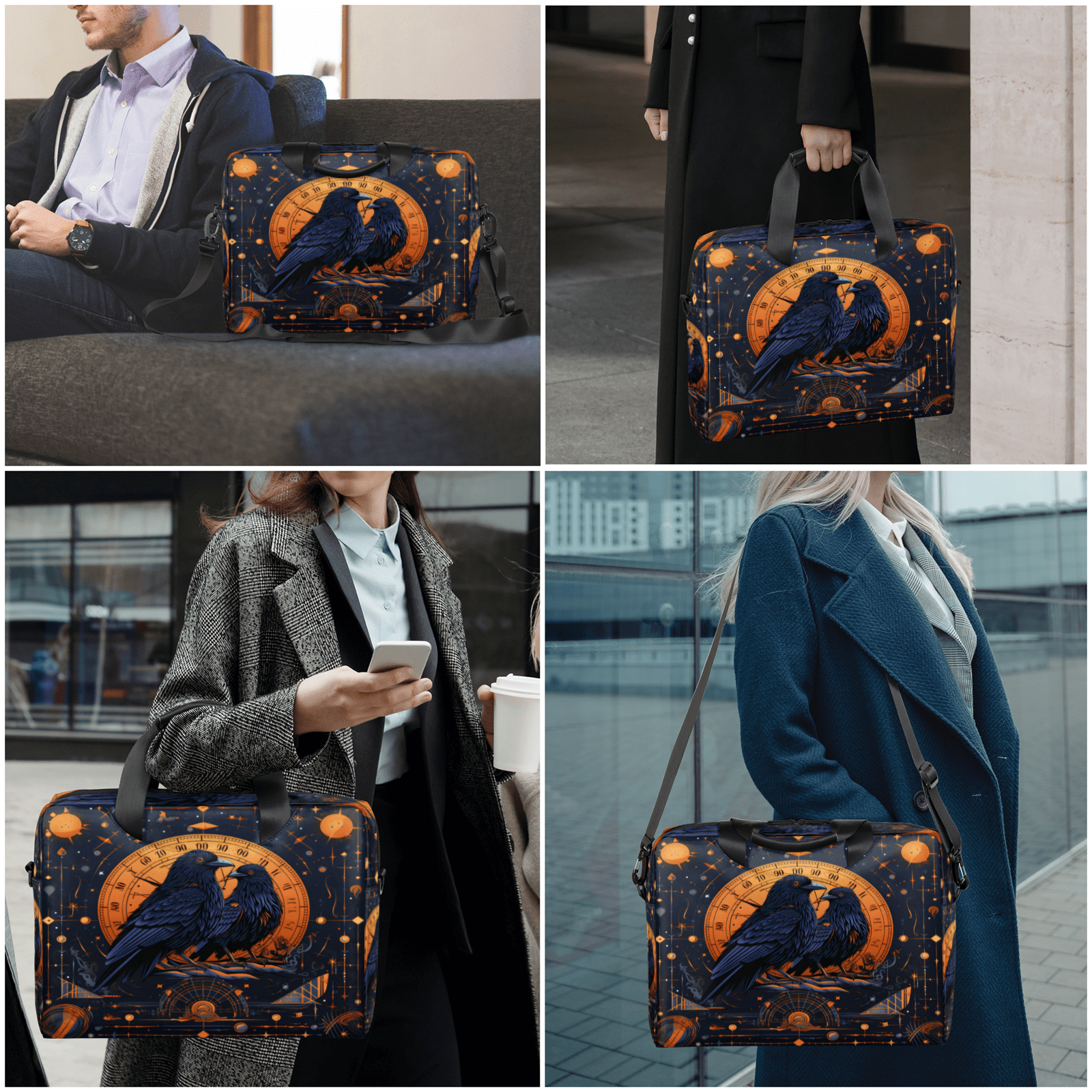 Herdesigns Vintage Laptop Bag for Women Men, Computer Case Briefcase Messenger Bags, 15-15.6 inch Laptop Sleeve Shoulder Bag
