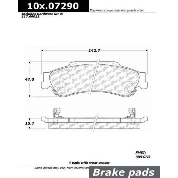 Centric Parts Disc Brake Pad P/N:103.07290