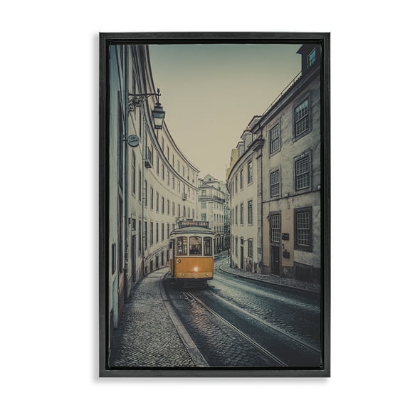 Stupell Industries Trolley Car Cityscape Town & City Photography Black Floater Framed Art Print Wall Art, 17 x 25