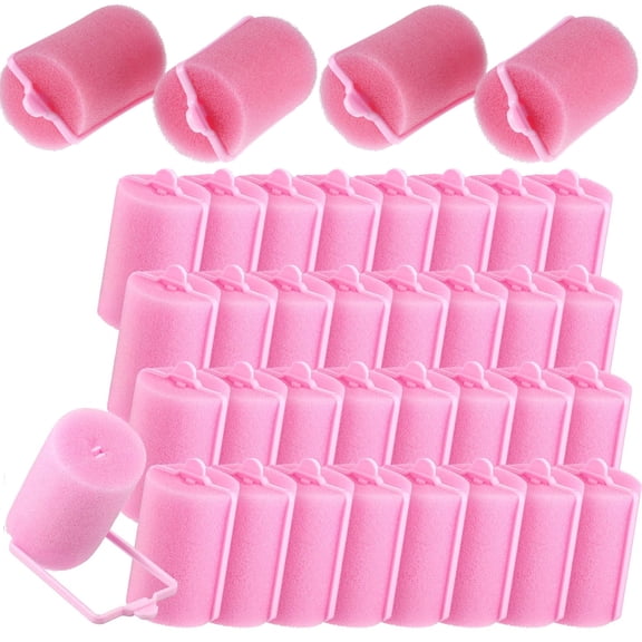 36 Pieces Foam Sponge Hair Rollers,Casewin 40 mm Mini Foam Hair Styling Curlers Flexible Sponge Curlers with Storage Bag Soft Sleeping Hair Curlers for Adults and Kids (Pink)