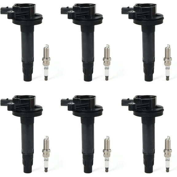 POLARPRA 6PCS UF553 Ignition Coils & 5019 Iridium Spark Plugs Compatible with For-d Flex Taurus Edge Lincoln MKS MKT MKZ MKX Mercury Sable 3.5L 3.7L V6 Replaces# 7T4Z-12029-E, CY01-18-100A, 5C1652
