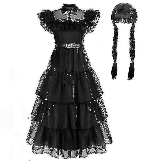 Conjunto de disfraz de Cosplay de Wednesday Addams, disfraz de fiesta de Carnaval de Halloween para niñas adultas
